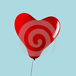 red heart-shaped balloon tied with a string