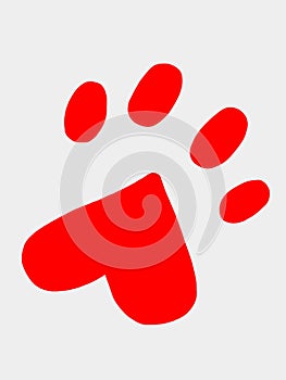 Red heart shaped dog paw print