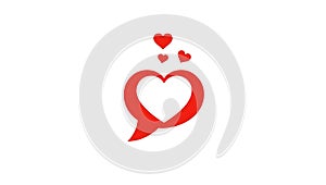 Red Heart Speech Bubble Love Icon Design