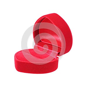 red heart shaped jewelry box isolated on white
