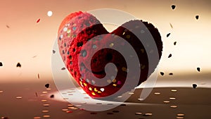 Red Heart-Shaped Object with Sparkles