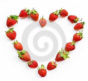 Red heart shaped strawberry wish-card, valentine, 14 February,