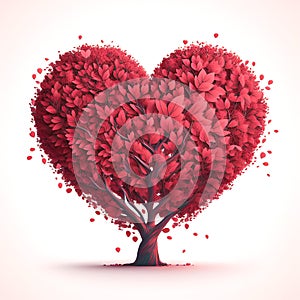 Red heart shaped tree