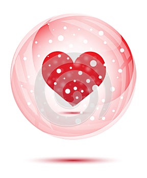 Red heart in snow globe