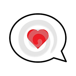 Red heart in speech bubble