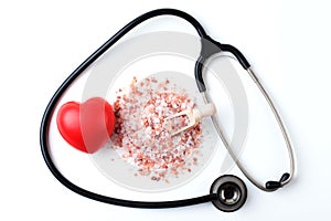 Red Heart with Stethoscope and Salt