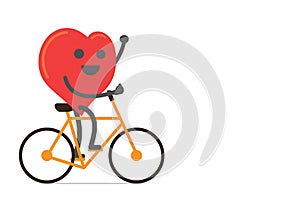 Red heart strong and happy with bike