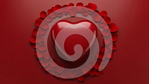 Red Heart Surrounded by Red Circles