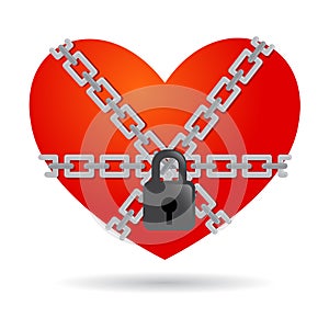 Red Heart Symbol Chained And Locked