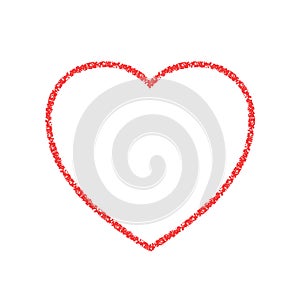 Red heart. Symbol love isolated on white background. Frames brush strokes. Grunge shape heart. Hand draw sketch. Hands outline