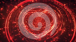 Red heart symbol made of Time Loop. Generative AI