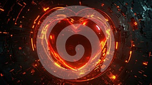 Red heart symbol made of Time Loop. Generative AI
