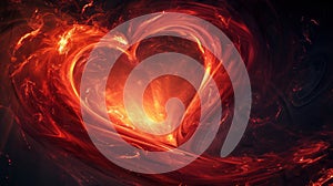 Red heart symbol made of Time Loop. Generative AI