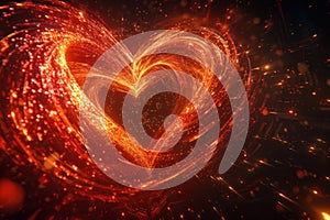 Red heart symbol made of Time Loop. Generative AI