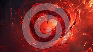 Red heart symbol made of Time Loop. Generative AI