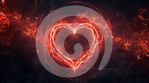 Red heart symbol made of Time Loop. Generative AI