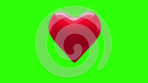 Red heart thumping on green background
