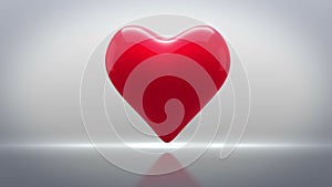 Red heart thumping on grey background