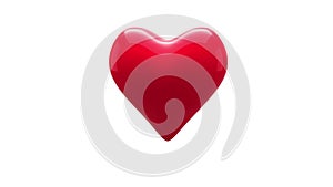 Red heart thumping on white background