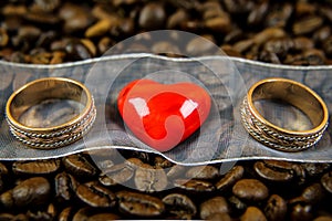 Red heart with two rings