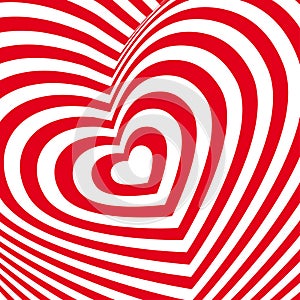 Red heart Valentines day card. Three-dimensional volumetric image