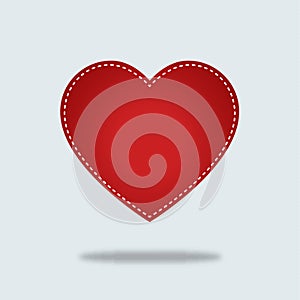 Red heart Vector Icon with stiches