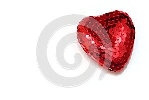 Red heart on the white background