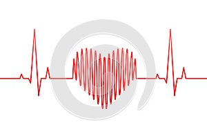 Red heartbeat and heart rate line photo