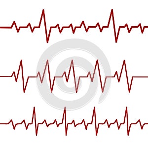 Red heartbeat line, ekg, cardio line,stock vector illustration