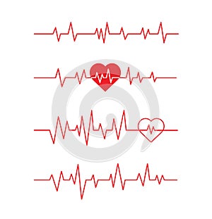 Red heartbeat line icon. Pulse Rate Monitor. on white background. Vector illustration