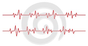 Red heartbeat line icon on white background. Pulse Rate Monitor. Vector