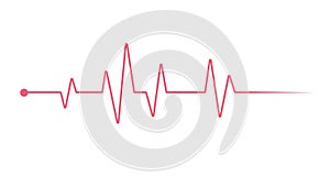 Red heartbeat line icon on white background. Pulse Rate Monitor. Vector illustration