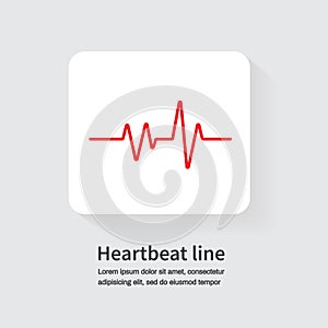 Red heartbeat line icons on white background. Pulse Rate Monitor. Vector illustration