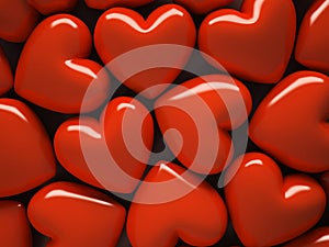 Red hearts on background