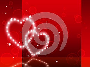 Red Hearts Background Shows Fondness Special And Sparkling