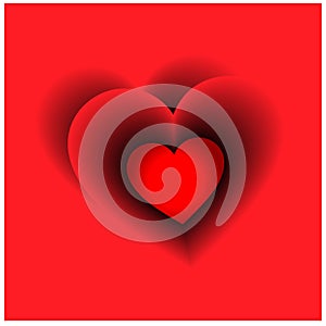 Red hearts background vector, Love background.