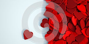 Red hearts background with white copyspace
