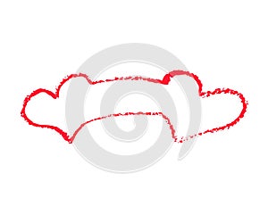 Red hearts banner vector illustration on white background. St Valentine Day clipart. Chalk heart ribbon with text place