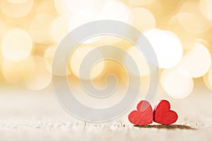 Red hearts on bokeh background