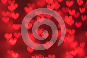 Red hearts bokeh background.