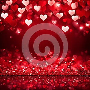 Red hearts bokeh background