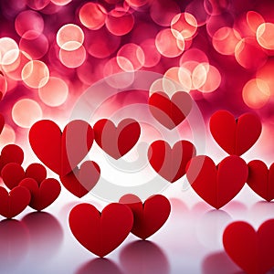 Red hearts bokeh background