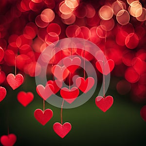 Red hearts bokeh background