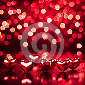 Red hearts bokeh background