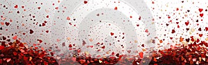 Red Hearts Confetti Background for Valentine or Celebrations - Isolated on Transparent White - PNG