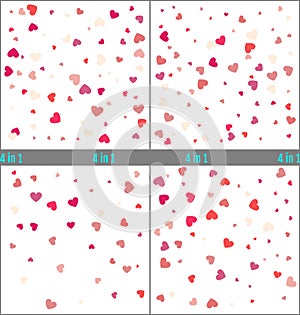 Red hearts confetti celebration. Simple design. Set of heart con