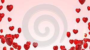 Red hearts frame on pink background with copy space for valentine day