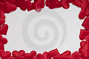 Red hearts  frame with white background, valentine day and  love concept