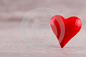 Red hearts on grey background. Valentines daz greeting cards