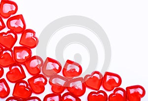 Red Hearts isolated on white background with space for text.